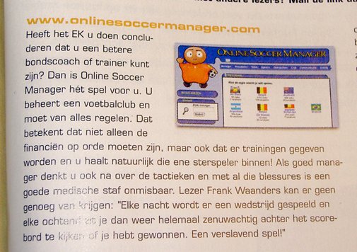 Online Soccer Manager in een computerblad